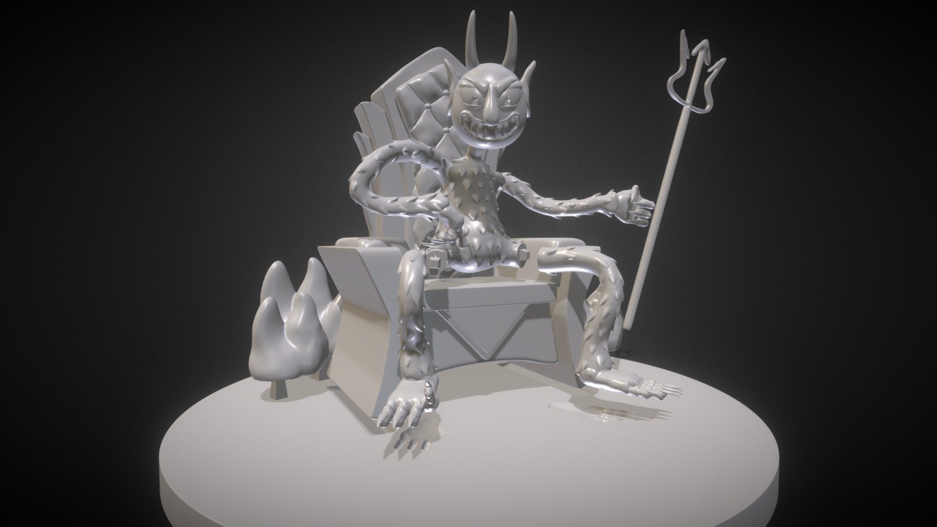 A sculpture of The Devil from the video game Cuphead ready for 3d print I separate the parts for easy 3d print I included the OBJ, STL, and ZBrush Tool files if you need 3D game assets or stl files I can do commission works 3d model