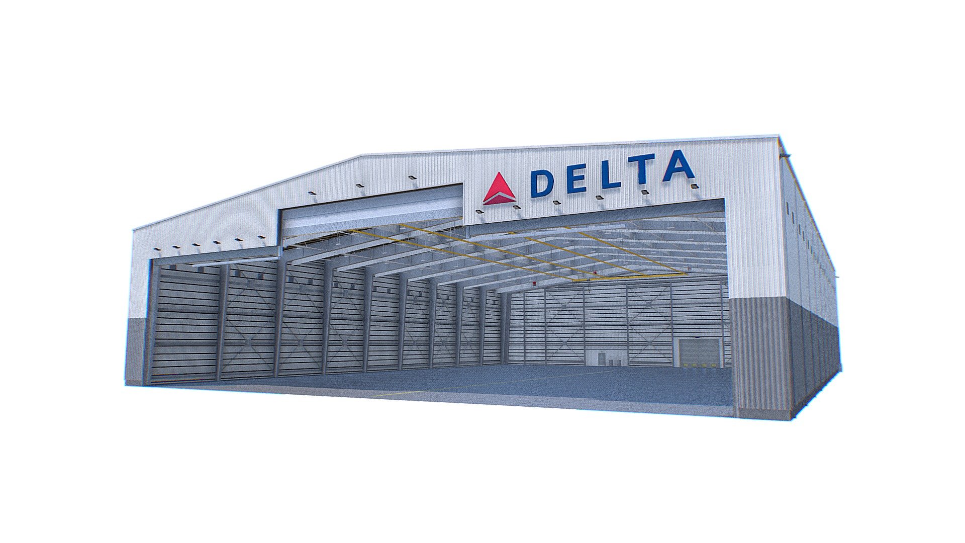 Delta Airlines Maintenance Hangar Photorealistic 3D Model - Aircraft Maintenance Hangar - Buy Royalty Free 3D model by Omni Studio 3D (@omny3d) 3d model