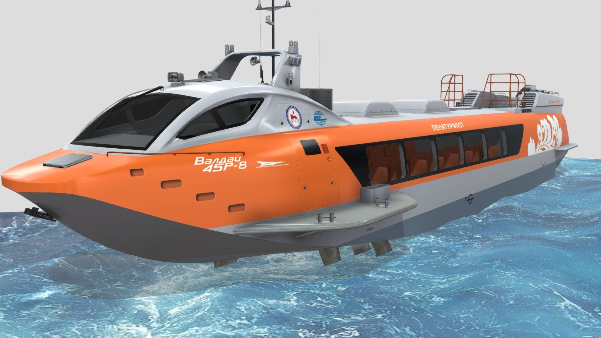 Valday 45 hydrofoil ship - Buy Royalty Free 3D model by paperscan 3d model