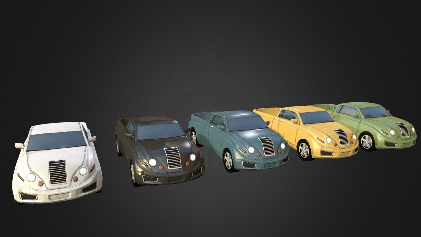 1 Prim lowpoly trucks with materials for Second Life use.

If you like it, you can get it here: https://marketplace.secondlife.com/p/RENAFOX-Pickup-Truck/9108059

Max, Topogun, and Substance Painter 3d model