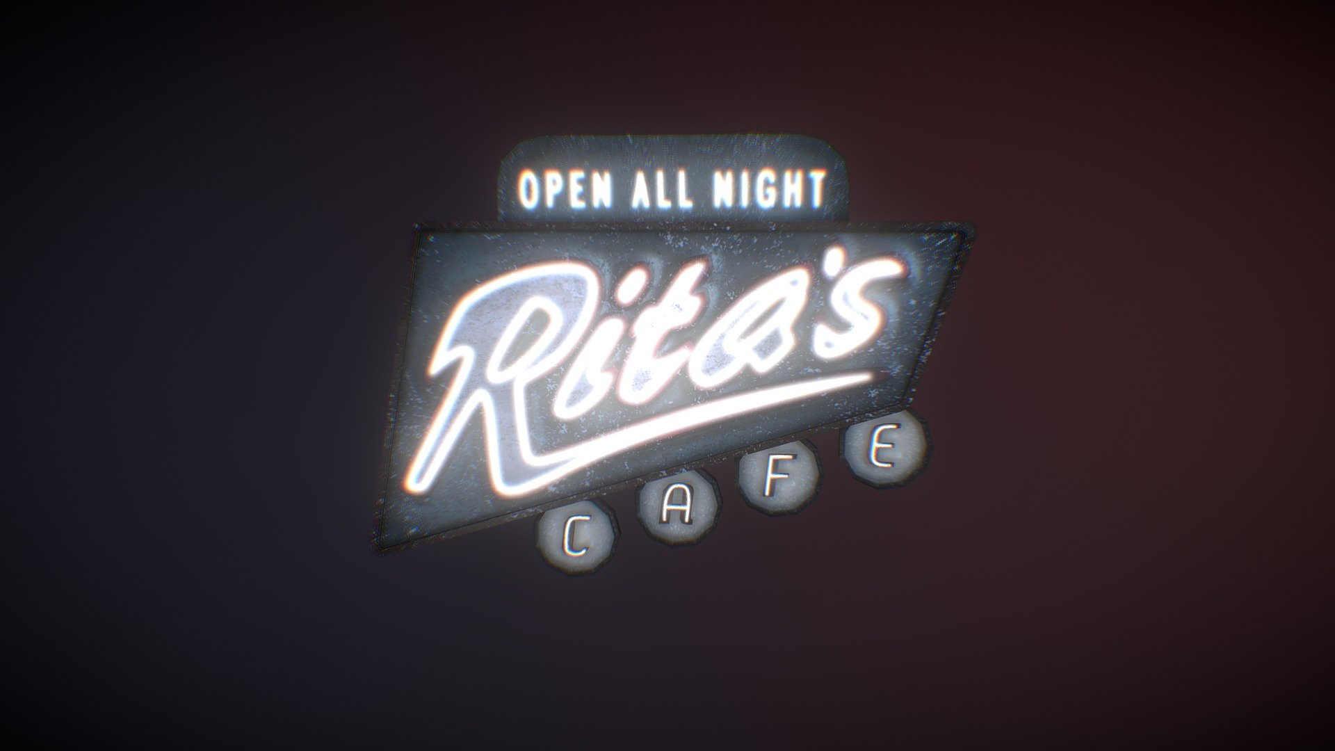 Diner Sign inspired by a Fallout' poster, and also the first exercise with emissive map, 800 Tris 3d model