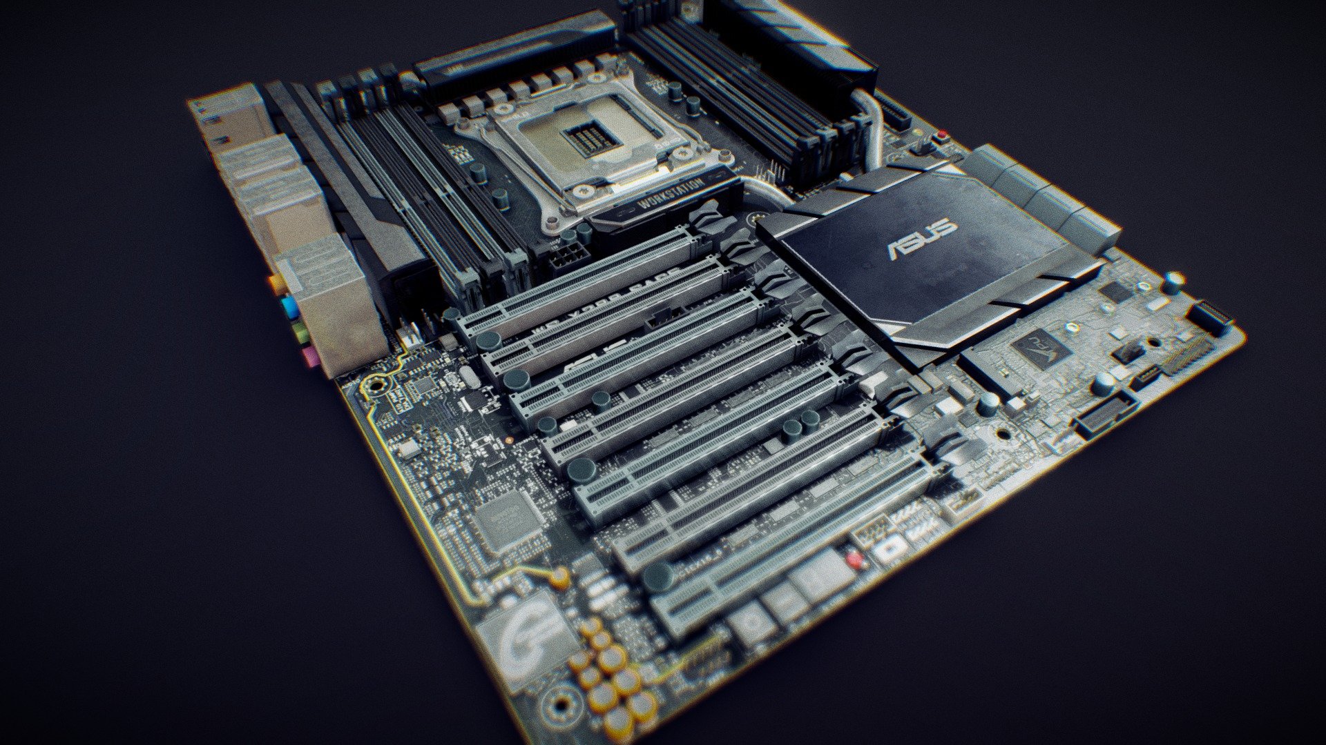 ASUS Motherboard x299 SAGE 

I started this personal project to increase my skills in hard surface modeling trying to get a photorealistic result.
I decided to recreate the physical model of asus (WS x299 sage).

This is the Sketchfab optimized version of the model I created previously with Maya and Redshift.
Here is a small sneakpeak:
https://youtu.be/ErBIRFUpxP0

If you want to purchase the High-res version you can find me on Gumroad.

Software used


Modeling: Autodesk Maya
Texturing: Substance Painter
Optimization/Rebake: SideFx Houdini

Follow me at: 


Instagram ➔ https://www.instagram.com/fedeventura3d/
Artstation ➔ https://www.artstation.com/federicove...
Facebook ➔ https://www.facebook.com/fedeventura3d
 - Rebuild ASUS Motherboard x299 SAGE - 3D model by FedeROP 3d model