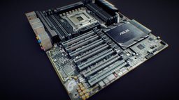 Rebuild ASUS Motherboard x299 SAGE pc, asus, electronics, realistic, hardware, motherboard, pcb, components, realistic-pbr-texturing, substancepainter, substance, realistic-model