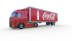 Volvo F12 Coca Cola Semi-Truck truck, vehicles, 12, cars, fh, logistics, volvo, mail, coca, cola, evergreen, realistic, models, published, maersk, semi-truck, volvo-trucks, truck-heavy-vehicle, truck-low-poly, low-poly, 3d, vehicle, lowpoly, model, royal, gameready, agojul