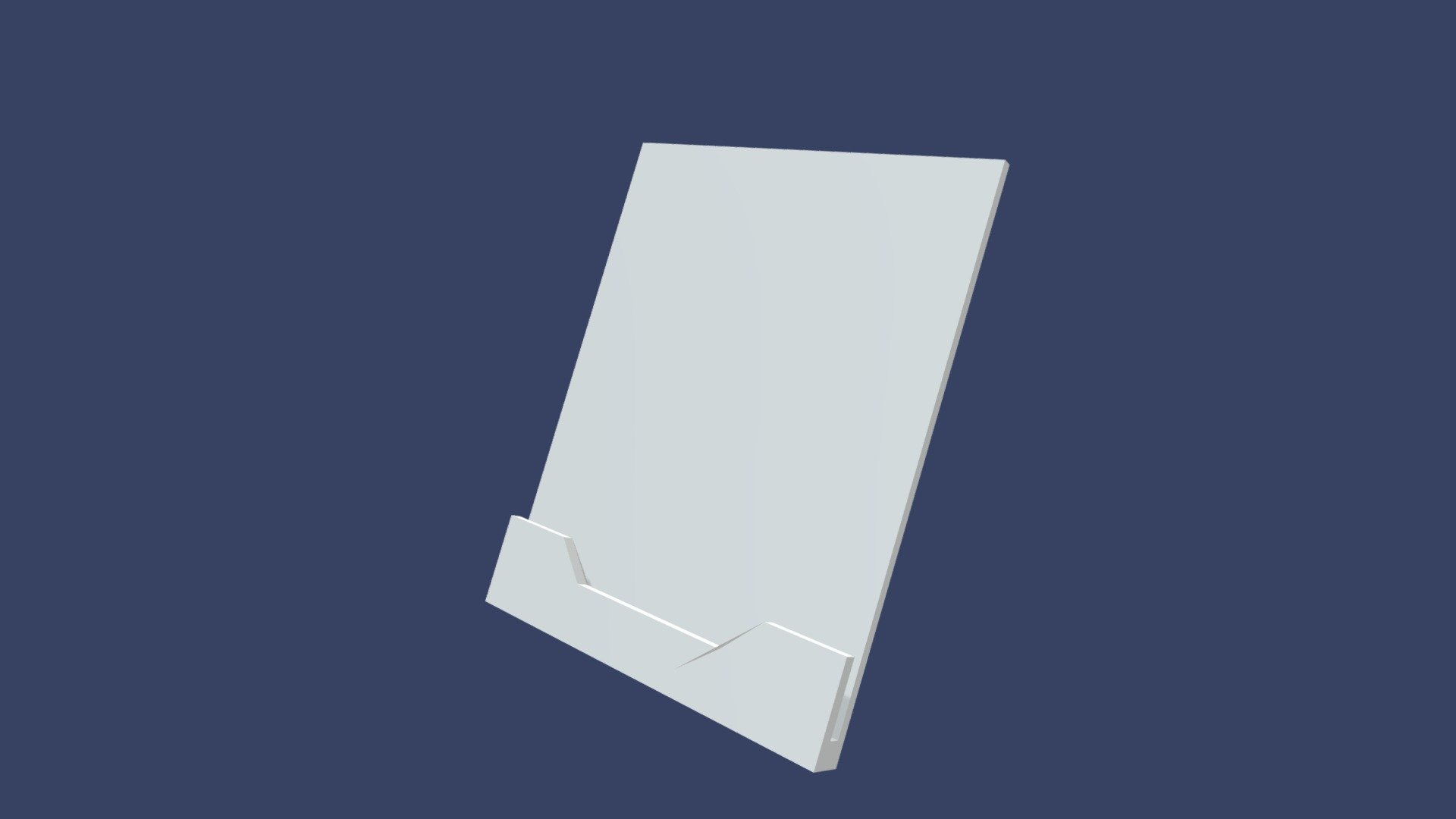 Model is meant to be one of those holders that appear on front desks or other business's that hold/advertise information or form e.g. a map or brochure at the front desk of a hotel. Modeled in blender 3d model