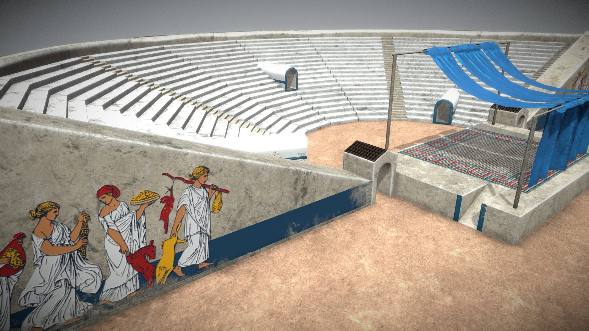 This is my impression of a Greek amphitheatre, where plays and performances were shown 3d model