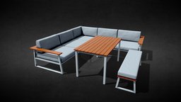 Outdoor sofa with table sofa, table, outdoor, game, gameasset, gameready