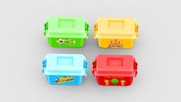 Cartoon storage box storage, kids, children, clothes, box, lowpolymodel, sort, container, plastic, clothing, receive