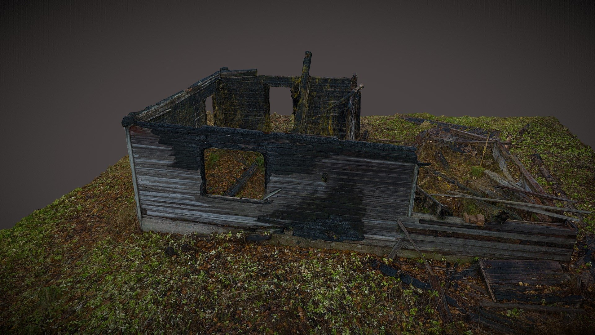Old burned wooden house.

Photogrammetry reconstruction in RealityCapture from 54 images. © Saulius Zaura www.dronepartner.lt 2022 - Old burned wooden house - Buy Royalty Free 3D model by Saulius.Zaura 3d model