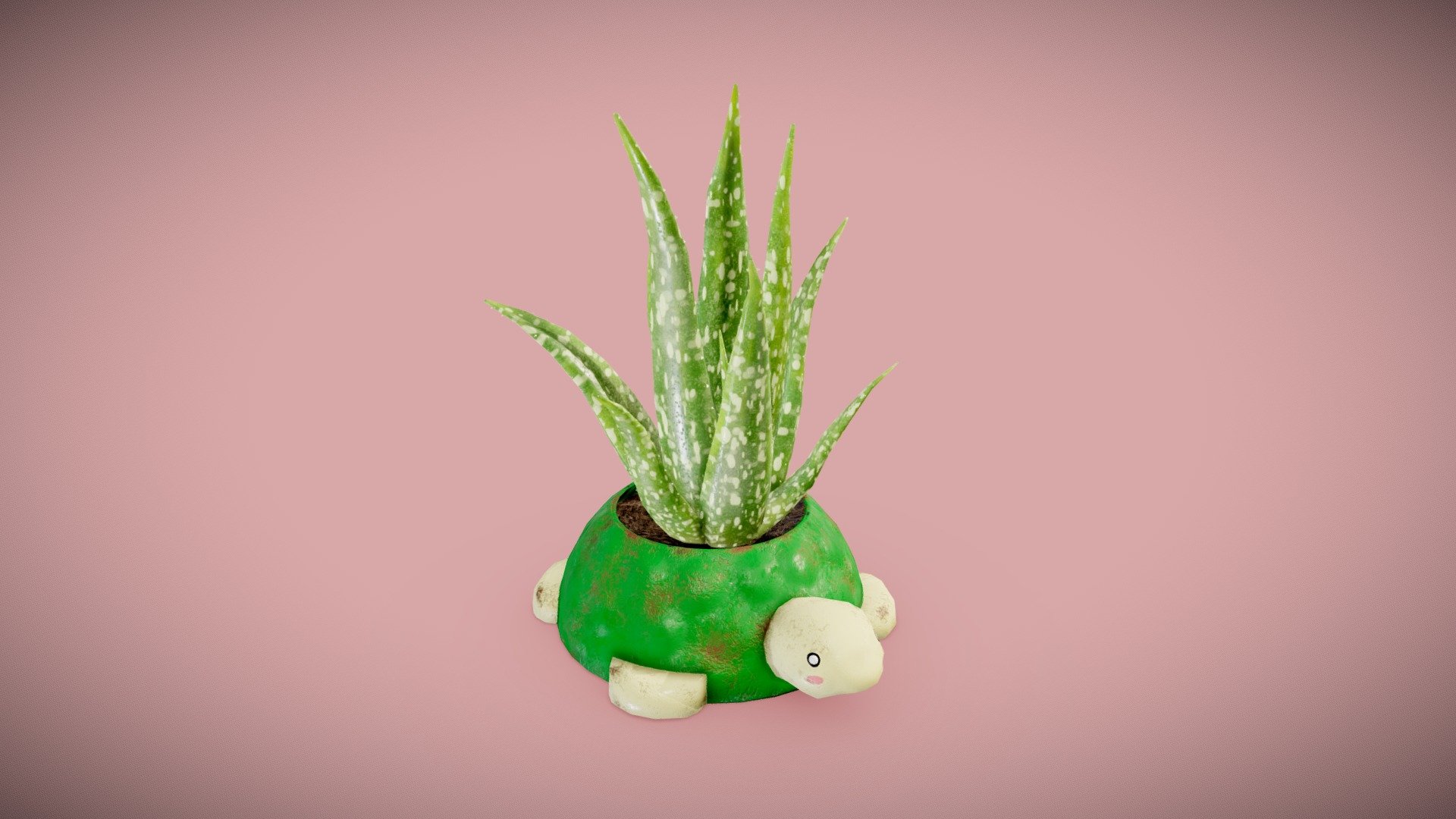 hand painted low poly model, with an original flower pot design (well at least I didn't look for reference when I was making the pot lol) - Aloe vera (flower pot) - Buy Royalty Free 3D model by victory_summery (@victorysummery) 3d model