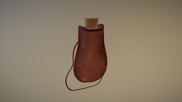 Leather Flask drink, leather, videogame, desert, travel, 3dstudiomax, props, water, ue4, 3d-model, texture-details, asset, game, photoshop, 3dsmax, pbr, low, poly, gameasset, flask
