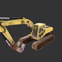 Excavator excavator, digger, demolition, low, poly, construction