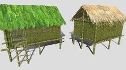 Jungle Hut tropical, palm, roof, cabin, banana, hut, pacific, jungle, shelter, rainforest, house