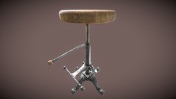 Vintage Bar Stool bar, stool, seat, props, realistic, old, realism, low-poly, gameart, chair