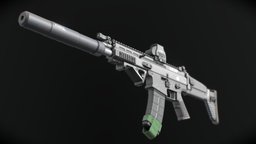 FN SCAR-H Modular Assault Rifle rifle, stealth, scar, scar-h, silencer, holographic, game-ready, freedownload, game-asset, scarh, modern-warfare, holographic-sight, freemodel, scar-h-rifle, gameraedy, low-poly, gameasset, free, fn-herstal, noai, angled-grip