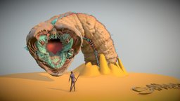 Dune Shai Hulud and Fremen Rider dune, oculusmedium, fremen, shai-hulud