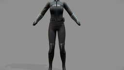 $AVE Female Sci-fi Officer Full Outfit leather, full, jacket, top, pants, guard, boots, officer, combat, uniform, costume, belt, outfit, ammunition, forearm, calf, leggings, character, pbr, low, poly, futuristic, female, fantasy, black, feamel