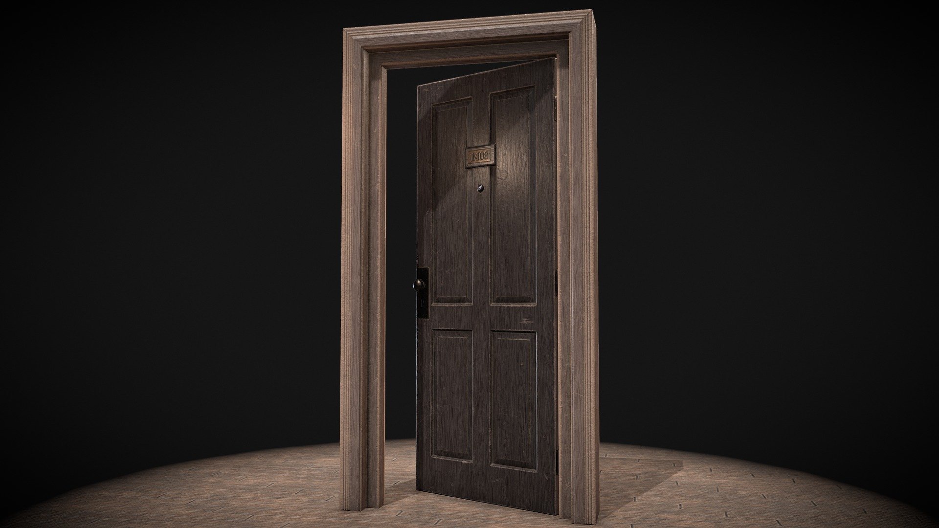 Door of the Room 1408 from the movie and book of the same name.

Model ready for animation.

Tris: 834

Textures: 4096x4096

Soft: 3DsMax, Zbrush, Substance Painter, Photoshop 

Follow on my Instagram and Artstation for more renders.
 - Old hotel door - Download Free 3D model by sergeilihandristov 3d model