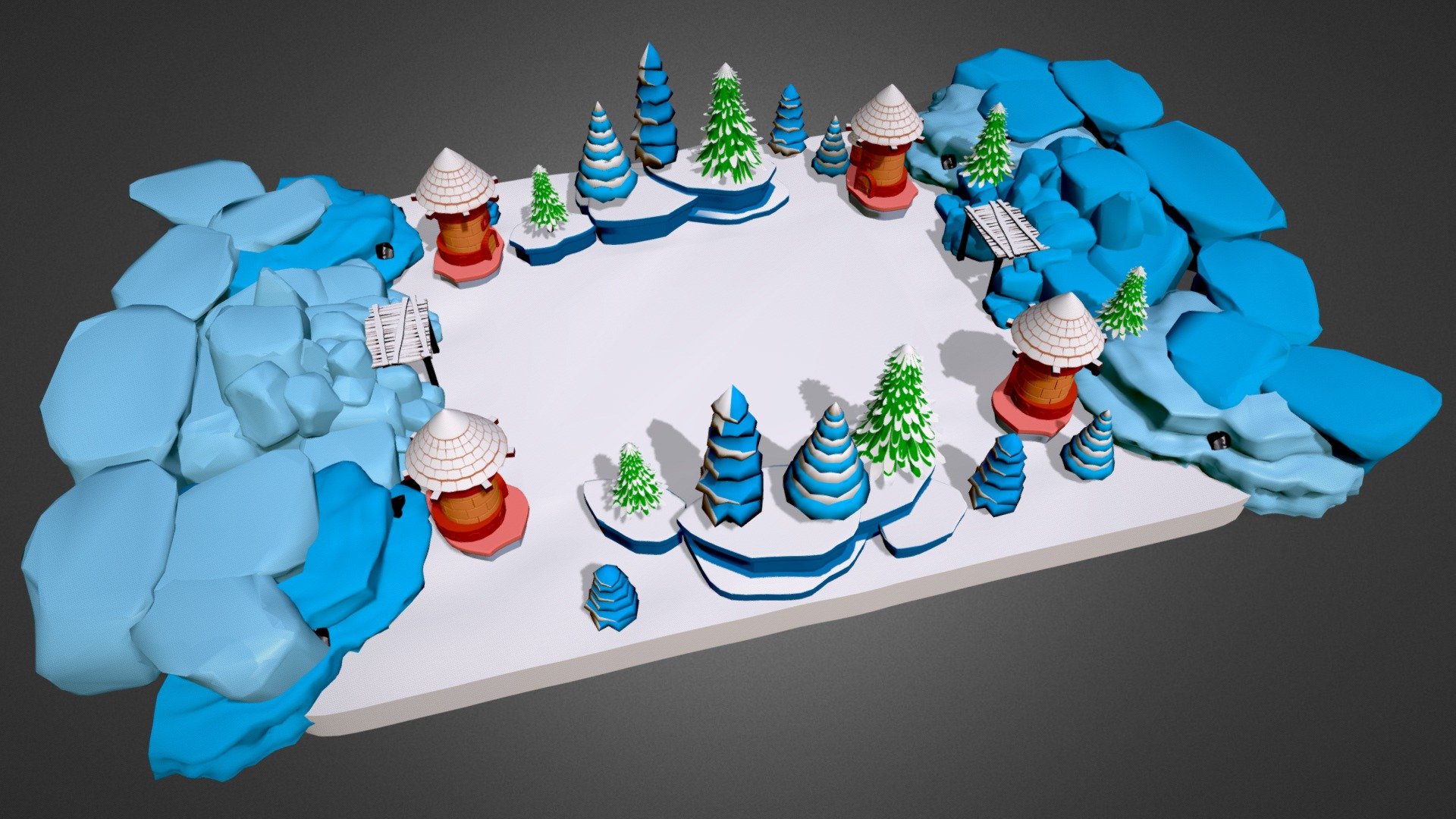 This package contains a very nice low-poly Snow Environment model.
This pack is suitable for games background environments, playgrounds, rendering, galleries, or whatever you want.
Can be used for hyper-casual 3d Games.
You can create different color combinations as per your needs by changing materials.

All the models are originally modeled in a blender. This pack included the following file formats: Obj, Glb, and Blend.
Enjoy this free low-poly snow theme. Leave valuable comments below. Thank you 3d model
