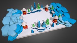 Low Poly Snow Environment tree, snow, iceland, nature, gamesenvironments, platform_game, winter-environment, lowpoly, gameart, gameasset, rock, environment, hypercasual, snowtree
