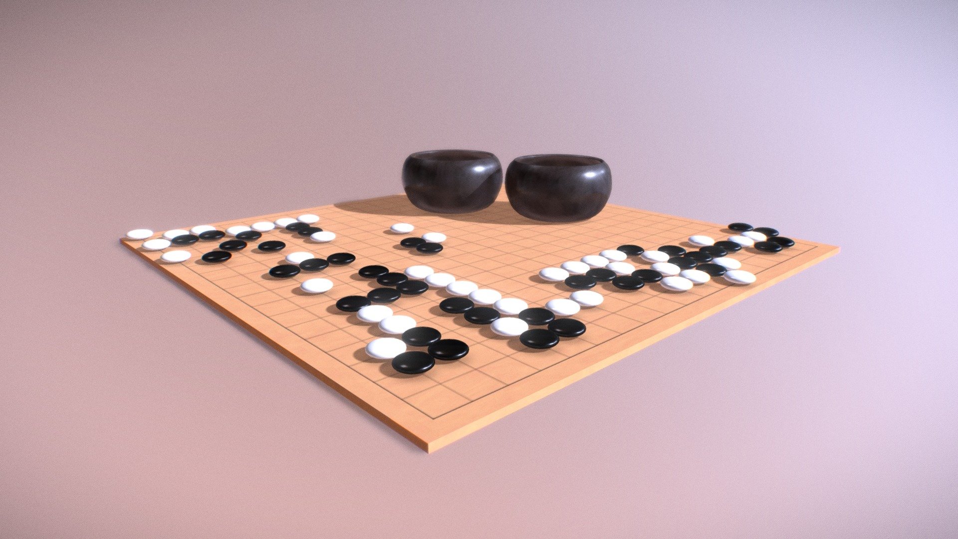 Chinese board game - Chinese Go/圍棋 - 3D model by JFE_Vis 3d model