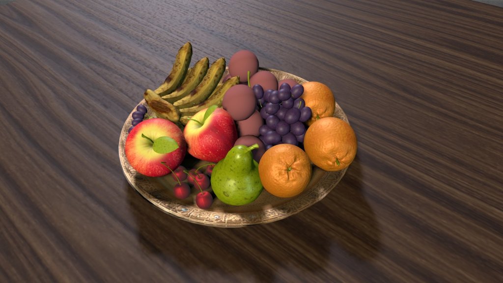 fruits banana,apple pear, orange, cherries** - fruits - 3D model by bayyavarapusrikanth 3d model