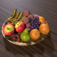 fruits pear, orange, apple, banana, graffiti, fruits, cherries
