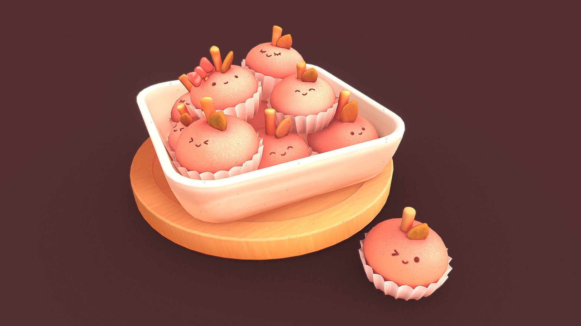 Based on the awesome photo and recipe of @wanwantea 
https://www.instagram.com/wanwantea &lt;3 

Made with Blender, textured in Substance Painter ! - Apple cakes ~ - 3D model by DetectivePacha (@S.Pacha) 3d model