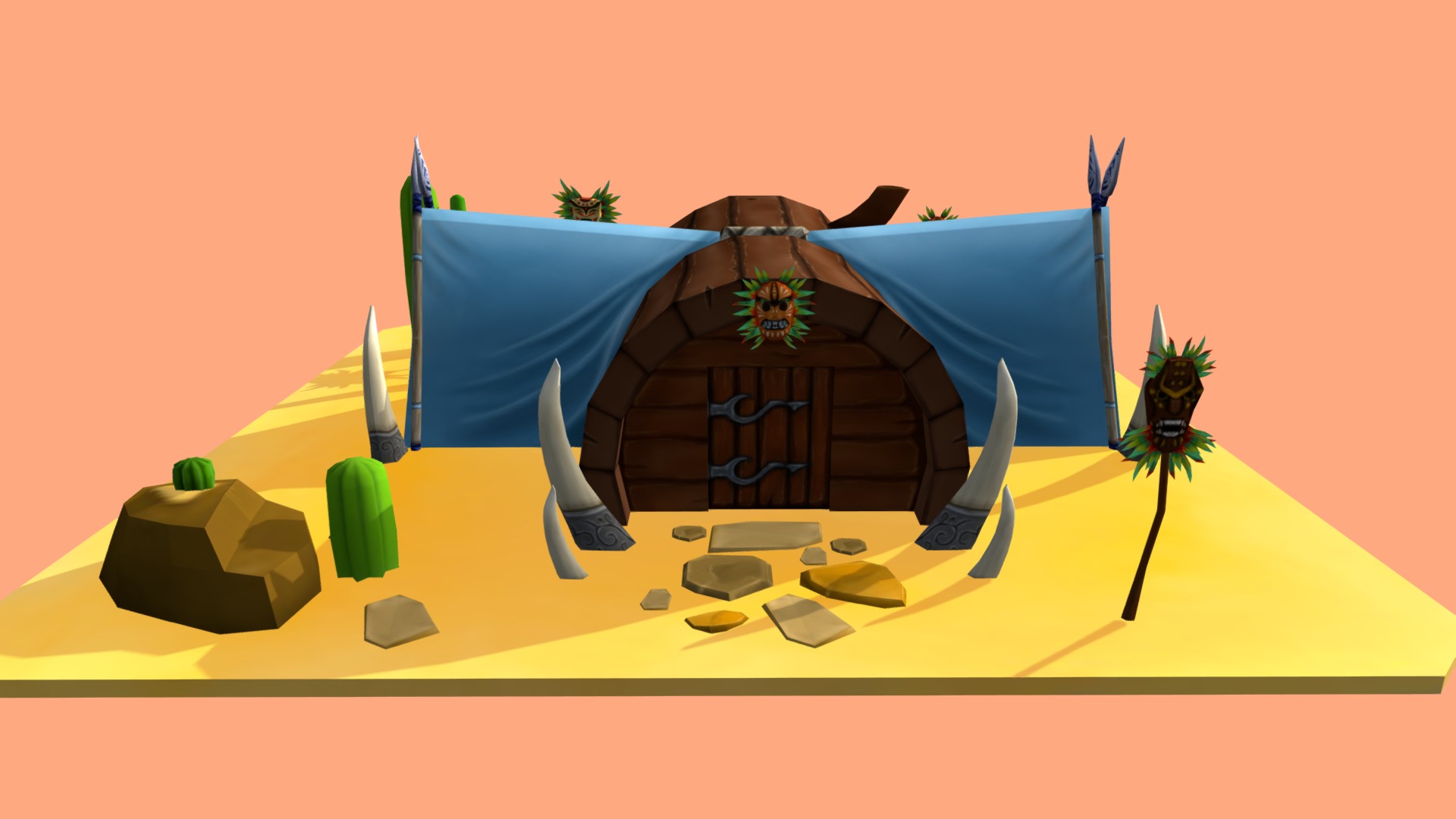 Low poly challenge small house design 3d model