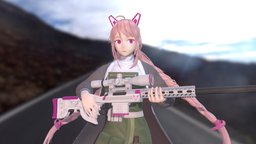 Last Origin rifle, cute, fox, pink, sniper, sniper-rifle, game-character, girlcharacter, k14, girl, game, gun, lastorigin, braidhair