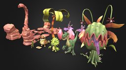 Gigantosaurus (Modeling in Progress) plants, crystal, tiny, palmtree, carnivorous, gigantosaurus, cartoon, dinosaur, dino, cror, mazu