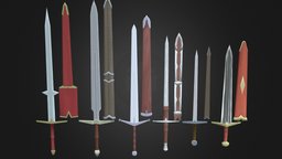Standard Sword Collection claymore, broadsword, zweihander, greatsword, longsword, handpainted, low-poly, cartoon, sword
