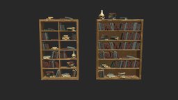 Stylized alchemist shelves with books and skull wizard, wooden, shelf, library, paper, books, warlock, literature, bookcase, bookshelf, witchcraft, shelves, magician, alchemy, bookstore, scull, witchery, asset, house, stylized, interior, gameready