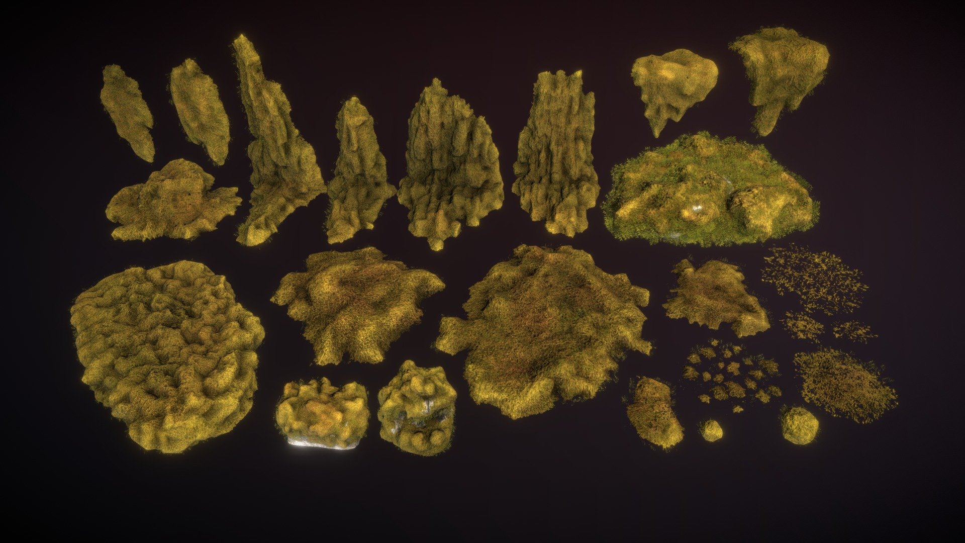 Here you can find a lot of mossy surfaces 3d model