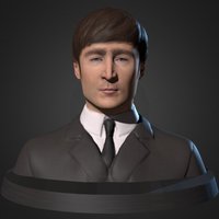 John Lennon face, sculpt, john, head, lennon, 3d, human