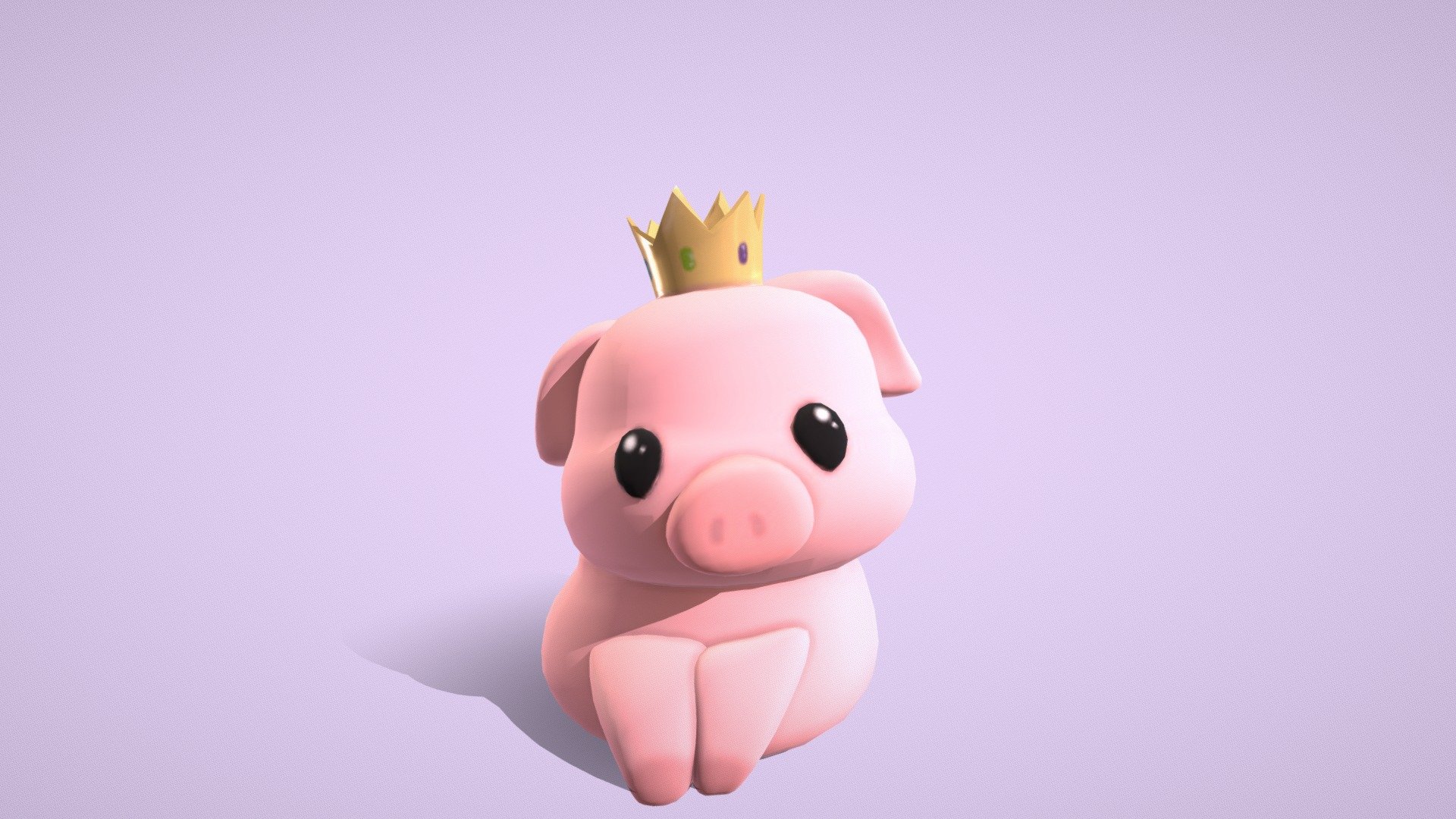 Small low poly model using PBR textures. 
software: -Maya
                  -Zbrush
                  -Substance Painter - Piggie with crown - 3D model by Kim Baker (@Kim_Baker) 3d model