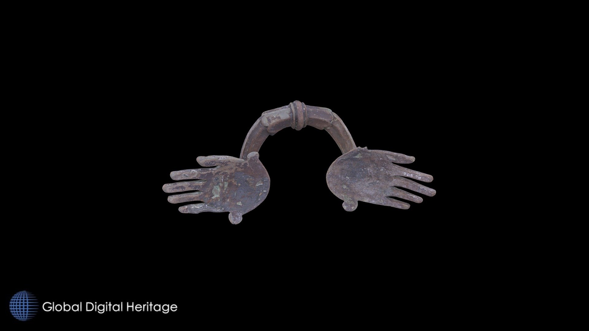 Movable handle. Handle with horizontal attacks in the shape of open hands with long and thin fingers, the wrists are decorated with a band with edges decorated with ribs ending in scrolls.  Campania-Pompeian production. Camarina, Ragusa,  Sicily, Italy.  Roman Age.  1st century AD.  Museo Archeologico Ibleo di Ragusa.  279 images. GDH ID and Catalog No. RG9126 

Citation:  Di Stefano, G., Sammito, A. &amp; Scerra, S. (2008): ““Tesori camarinesi” … in fondo al mare della storia”, in Thesaurus Hyblaeus: 14-27. 

We acknowledge the collaboration of the &ldquo;Soprintendenza per i Beni Culturali ed Ambientali di Ragusa