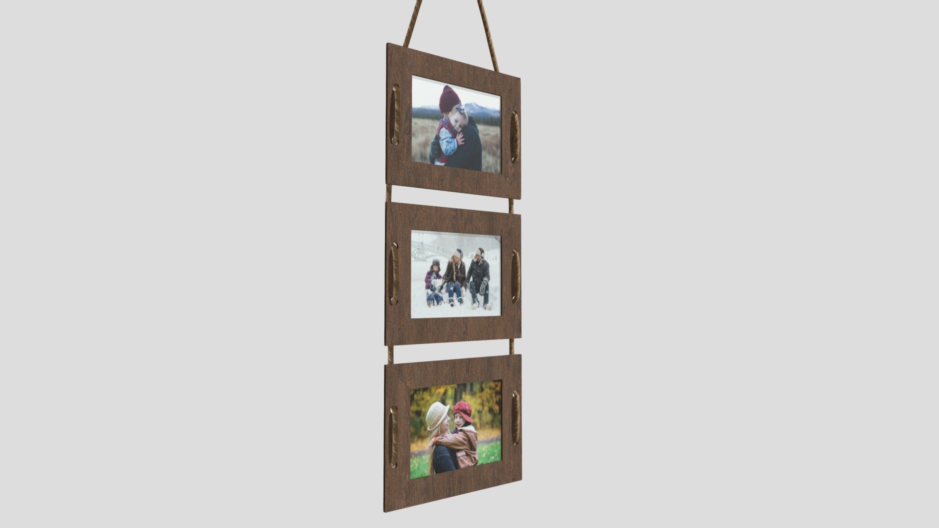 3 part picture frame hung on a wall - 3 Hanging Picture Photo Frames - Download Free 3D model by BaalSig 3d model