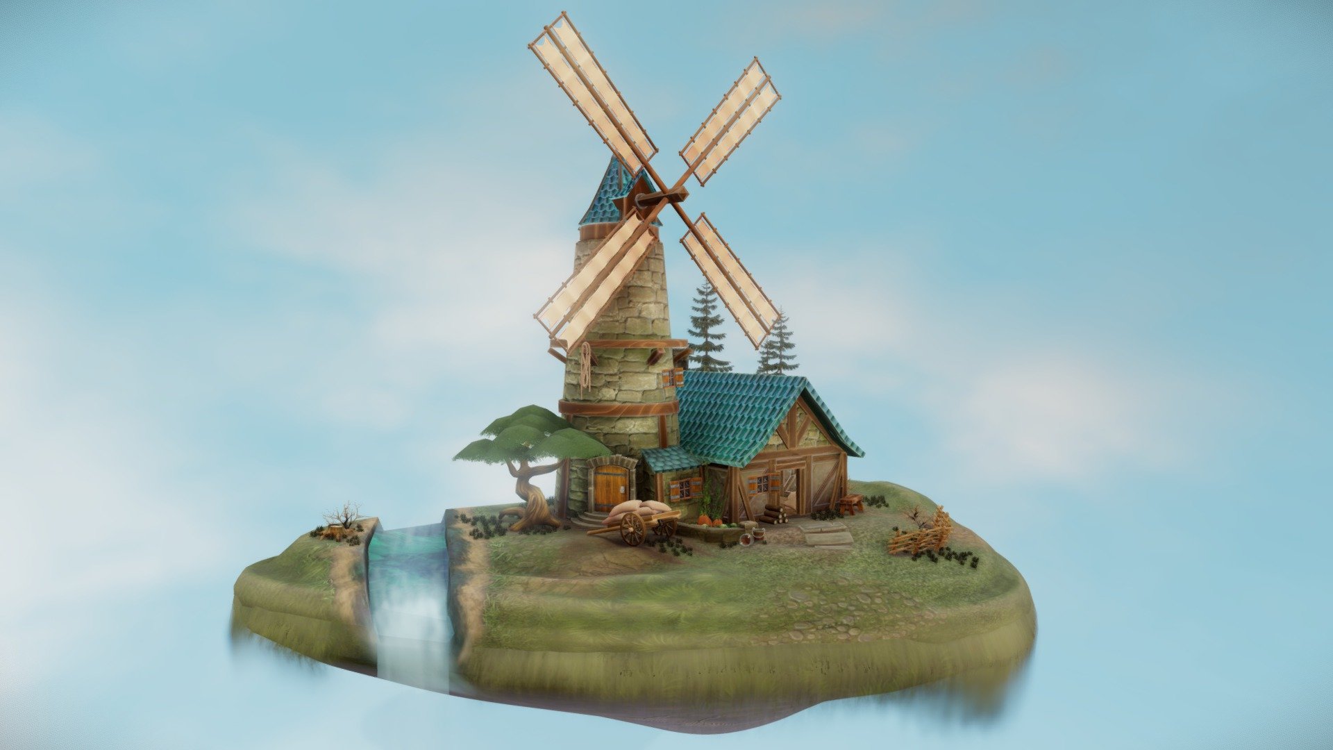 The stylized mill was modeled in 3ds Max and textured in Substance Painter and Photoshop

ArtStation: https://www.artstation.com/artwork/6aJLrn

 - A long, long time ago.. 3d model