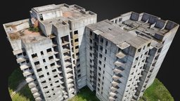 Abandoned Soviet High Rise abandoned, soviet, apartment, wasteland, rubble, old, ussr, destroyed, 3d, scan, building