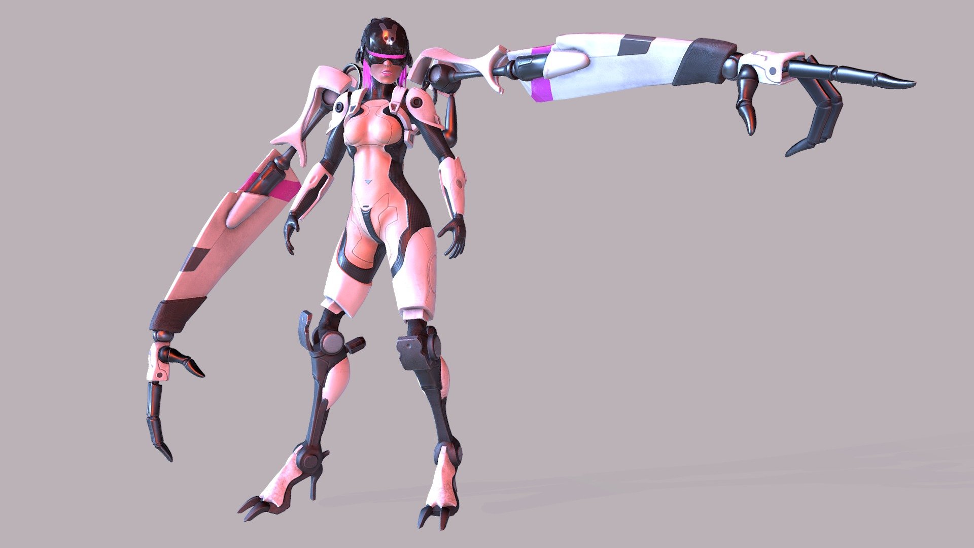 Alternate version of the Cyborg character, posed in ZBrush 3d model