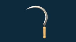 Stylized Sickle stuff, wooden, studio, tools, equipment, farm, props, sickle, substanse, weapon, asset, game, blender, blade
