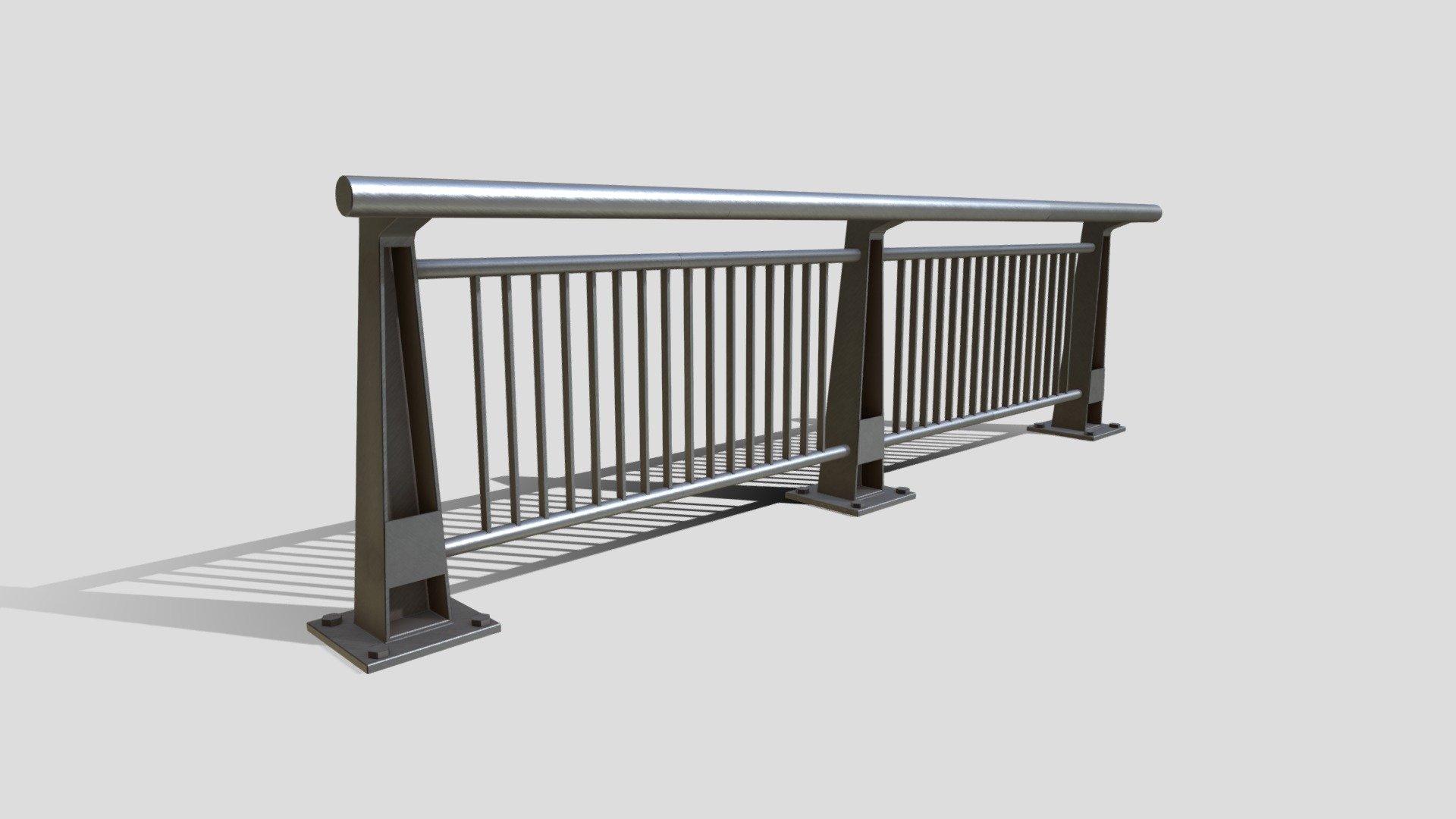 Hi all,

This is PBR Bridge Barrier pack created in Blender. It includes 3 different models in real world scale (124cm high). The middle piece can be duplicated to increase the length of the barrier.

The product has 812 polygons.

It comes in the following formats:
.blend
.fbx
.obj
.dae

The blender file has the shaders set up, so it's ready to render using Cycles. The title image is not included.
It also comes with set of 4K .png maps:
base color
roughness
normal
metallic - Bridge Barrier - Buy Royalty Free 3D model by kambur 3d model