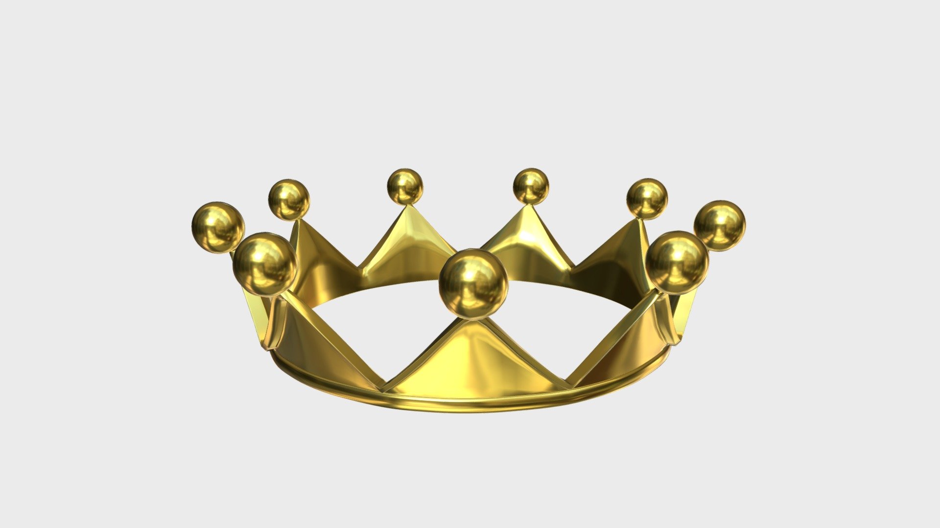 === The following description refers to the additional ZIP package provided with this model ===

Gold crown 3D Model, nr. 8 in my collection. Production-ready 3D Model, with PBR materials, textures, non overlapping UV Layout map provided in the package.

Quads only geometries (no tris/ngons).

Formats included: FBX, OBJ; scenes: BLEND (with Cycles / Eevee PBR Materials and Textures); other: png with Alpha.

1 Object (mesh), 1 PBR Material, UV unwrapped (non overlapping UV Layout map provided in the package); UV-mapped Textures.

UV Layout maps and Image Textures resolutions: 2048x2048; PBR Textures made with Substance Painter.

Polygonal, QUADS ONLY (no tris/ngons); 14940 vertices, 14940 quad faces (29880 tris).

Real world dimensions; scene scale units: cm in Blender 3.1 (that is: Metric with 0.01 scale).

Uniform scale object (scale applied in Blender 3.1) 3d model