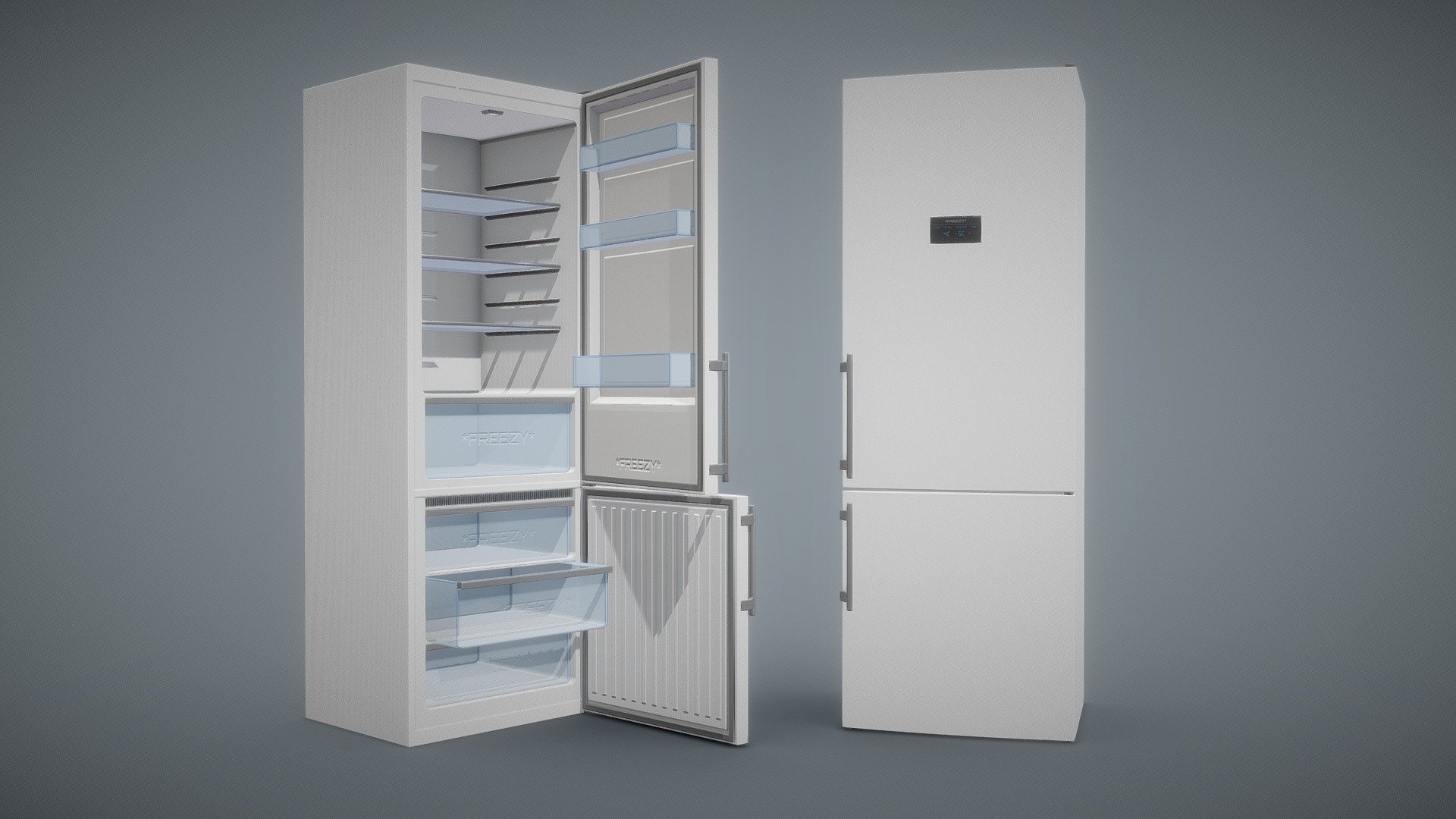 Model updated for 2021

Improved meshes and LODs

Additional file contains manually made LODs in 4 stages and custom collider in .fbx, gltf. and .obj formats as well as 4k texture sets for Unity5, Unity HDRP, UnrealEngine4, PBR Metal Roughness - Modern Refrigerator White - Updated for 2021 - Buy Royalty Free 3D model by NollieInward 3d model