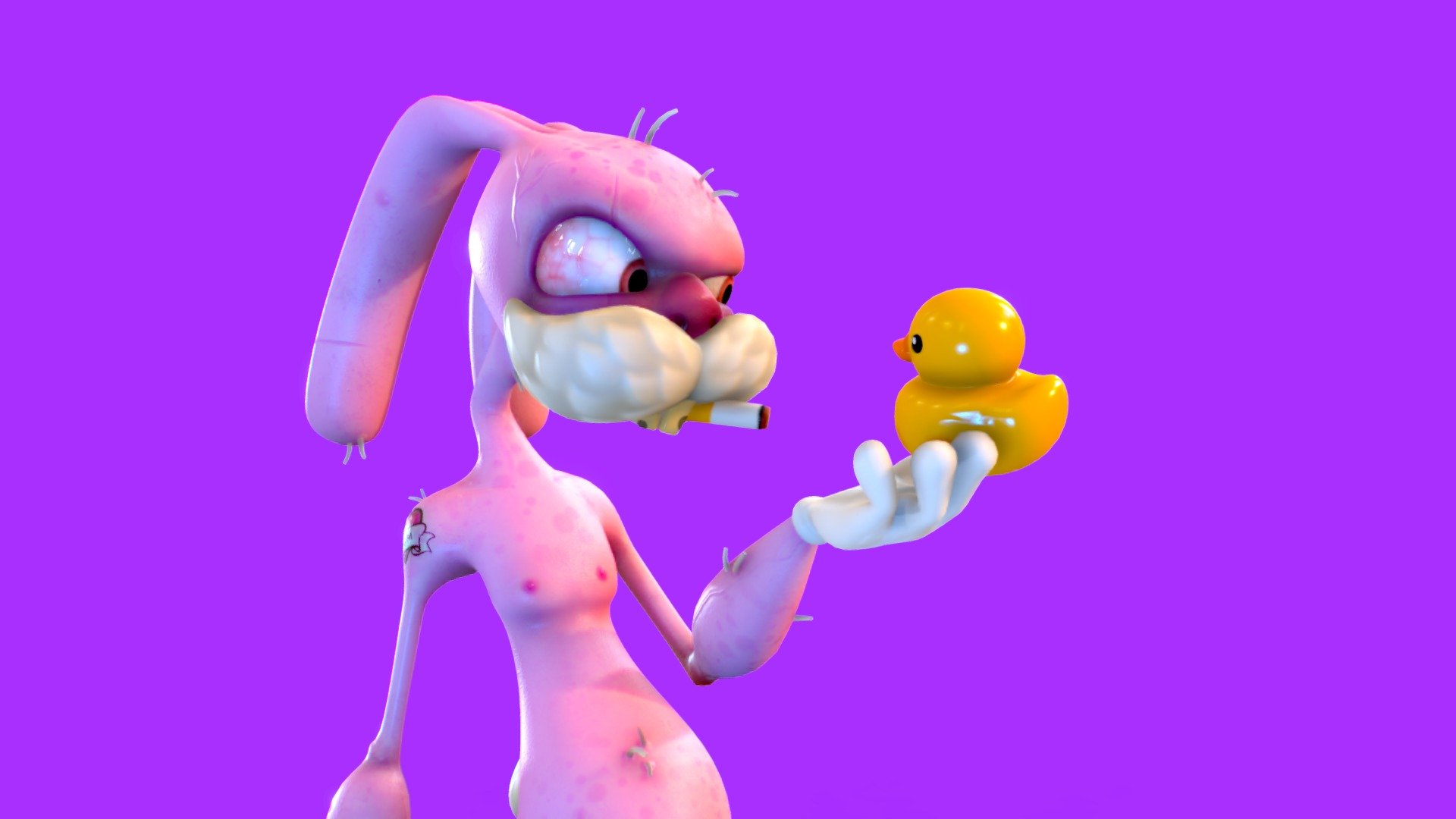 Hangover Bunny - 3D model by L3X 3d model