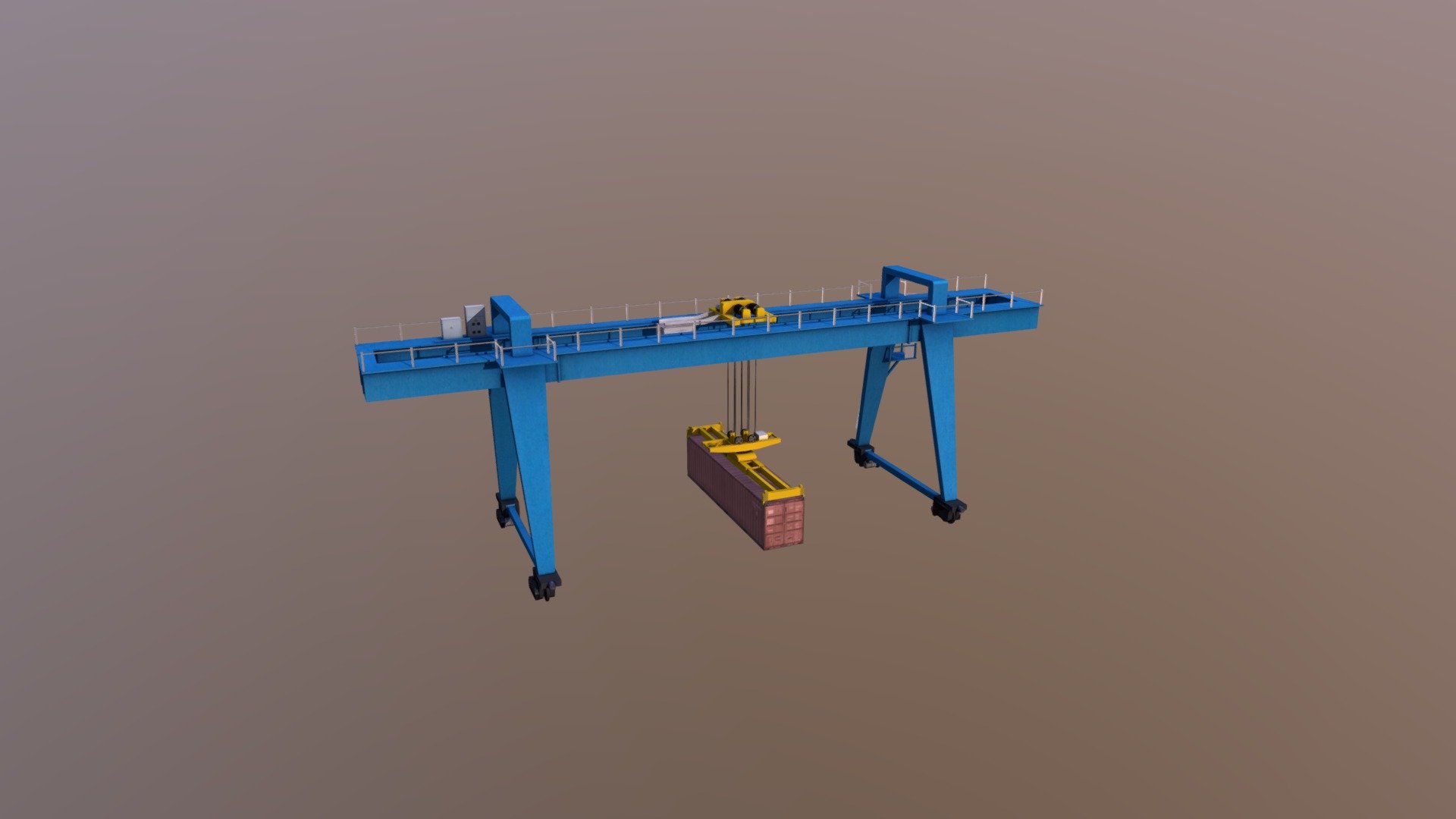 Low poly container crane for games 3d model