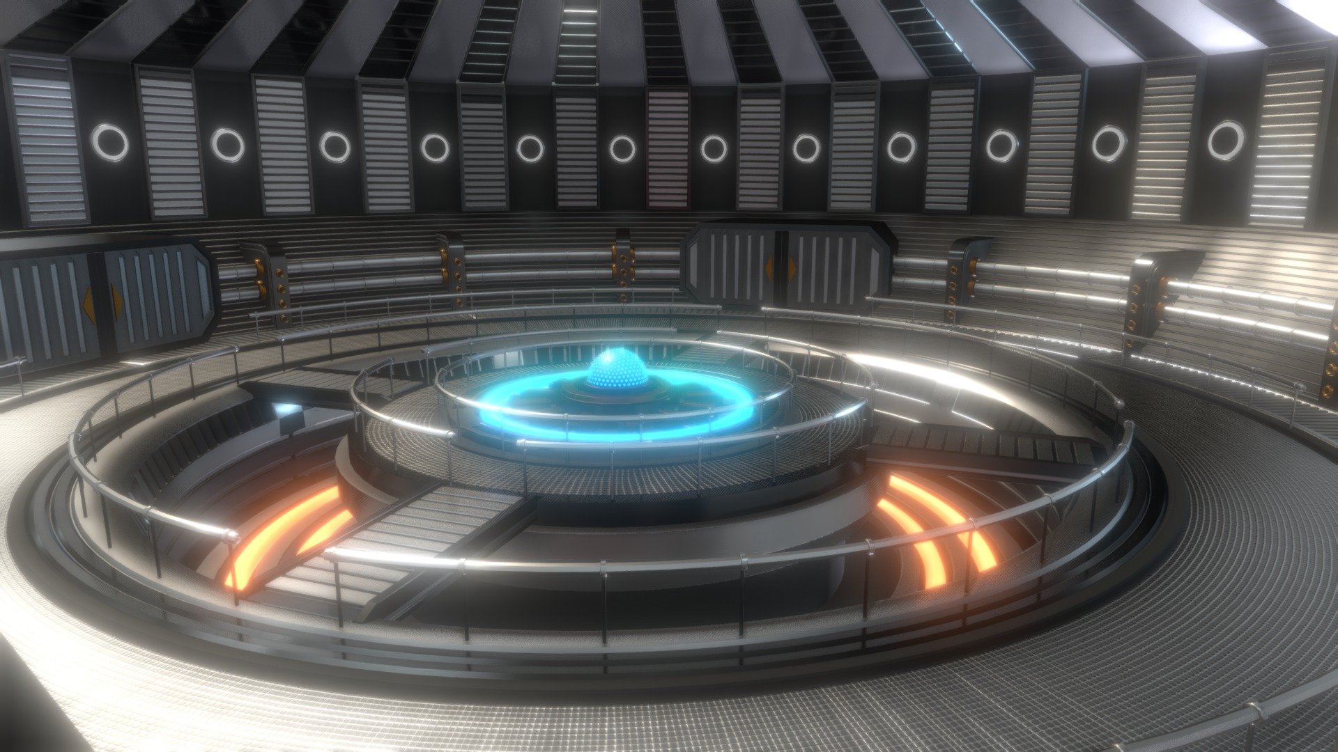 Sci-Fi Interior Scene 3D Model can be used as an engine/core room, futuristic interior, sci-fi scene, etc. in your sci-fi scenes, videos, games, and others.  

All textures and materials are included and mapped in every format. The model is completely ready for visualization in any 3d software and engine.  

Technical details:


File formats included in the package are: FBX, OBJ, GLB, PLY, STL, ABC, DAE, BLEND, gLTF (generated), USDZ (generated)
Native software file format: BLEND
Render engine: Cycles
Polygons: 132,300
Vertices: 149,137
Textures: Base, Emissive, Metallic, Normal, Roughness
All textures are 2k resolution.
Model is separated into 14 major segments..
 - Sci-Fi Interior Scene 3D Model - Buy Royalty Free 3D model by 3DDisco 3d model