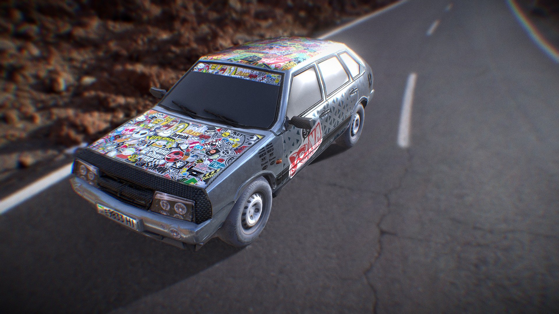 The model has 4 wheels of a separate mesh, which is probably suitable for scripting in games. PBR coloring - Lada 2109 Silver Tuning - Download Free 3D model by DeadLink (@d43dLink) 3d model
