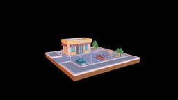 Isometric low poly coffee shop cafe, isometric, low-poly-model, low-poly-art, coffee-shop, low-poly-building, building, low-poly-bue